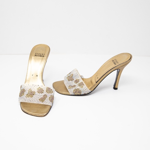 Stuart Weitzman Women's Crystal Jewel Embellished Mesh Open Toe Sandals Heels 6 - Picture 1 of 4